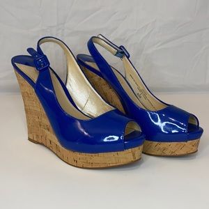 Blue latex heels. Brand Nine West. Size 6 1/2.